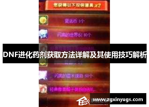 DNF进化药剂获取方法详解及其使用技巧解析