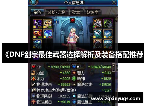 《DNF剑宗最佳武器选择解析及装备搭配推荐》